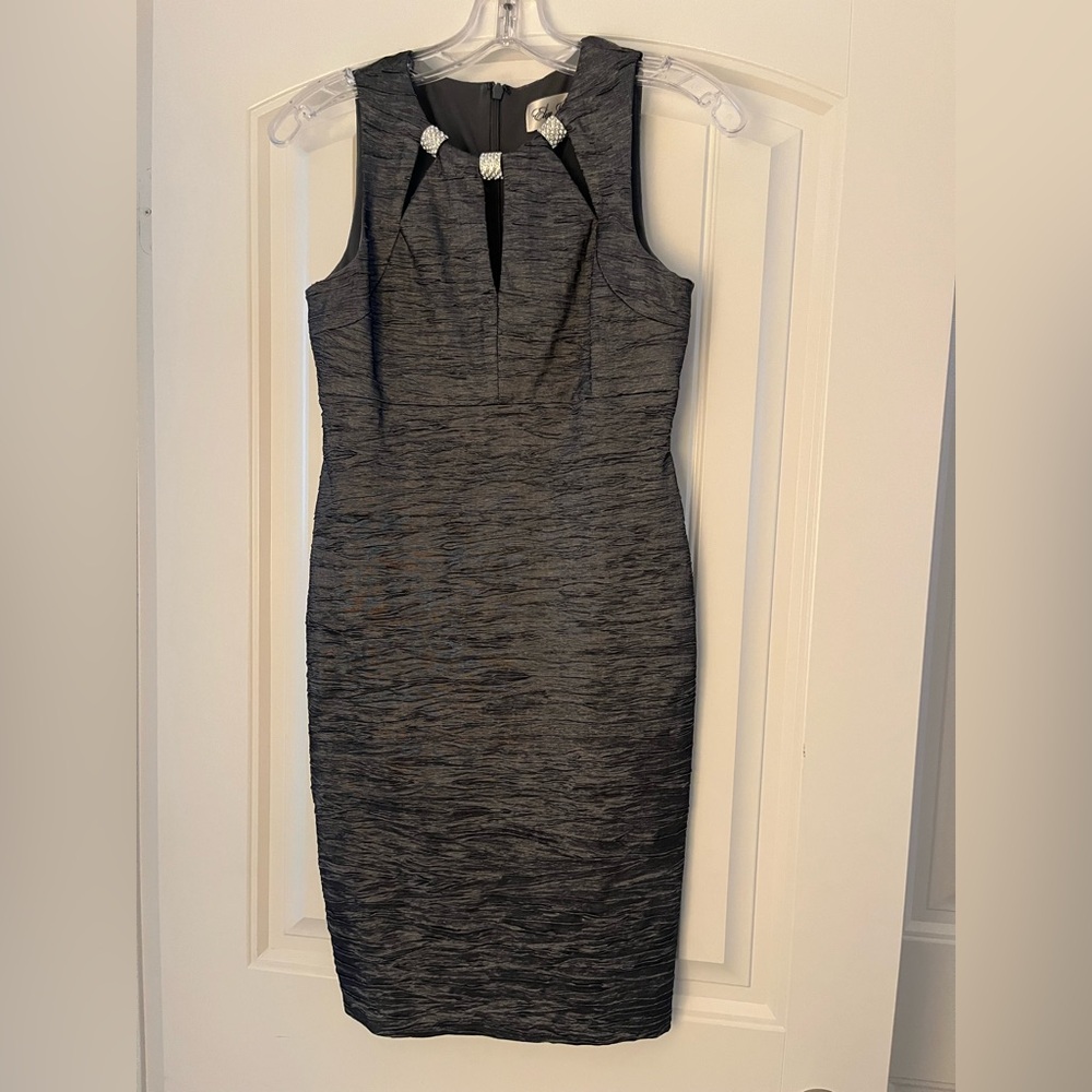 Eliza J Charcoal Dress with Sparkling Embellishments